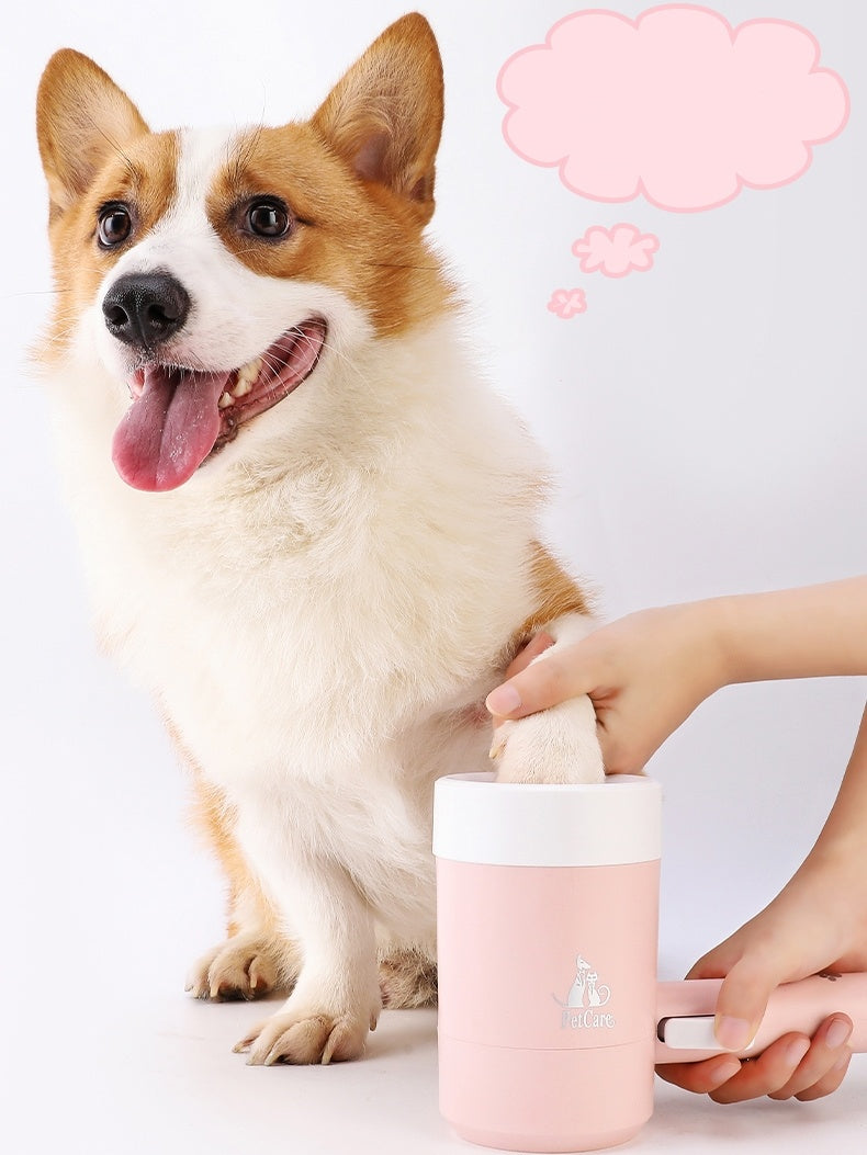 Pet Paw Washer Cup with Silicone Brush - Ideal for Dogs and Cats